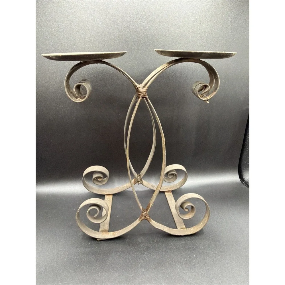 VTG Wrought Iron Double Candelabra 11